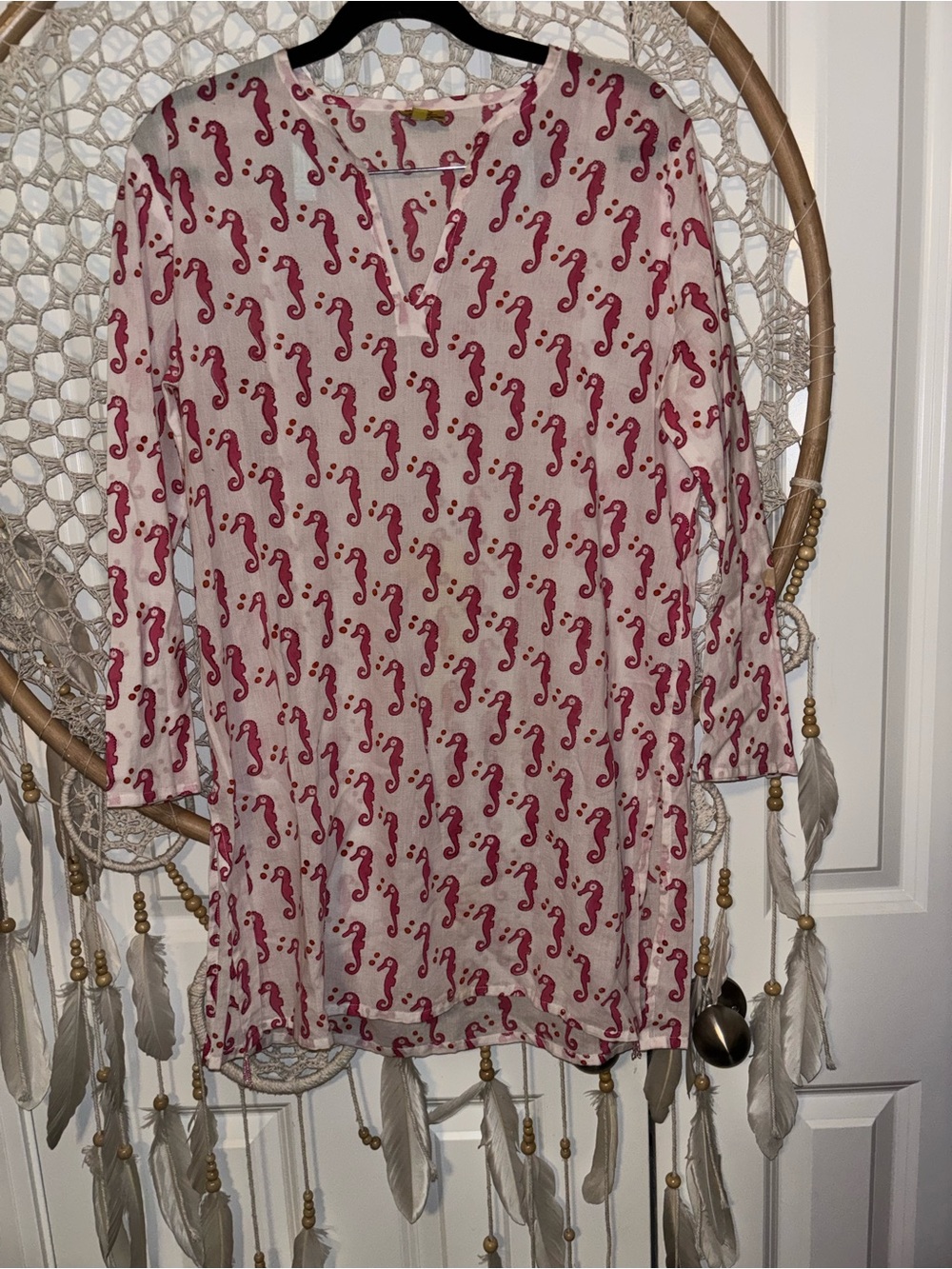 Roberta Roller Rabbit Pink Seahorse Print Top Size Medium‎ A00350